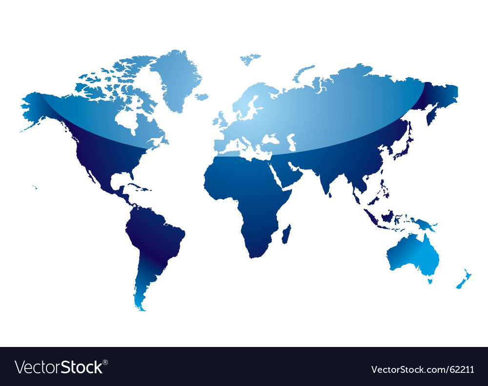 World map reflect blue