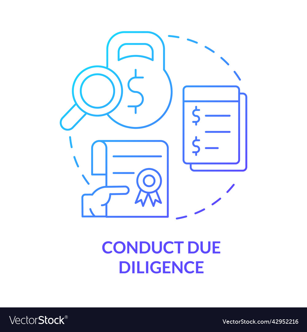 Conduct Due Diligence Blue Gradient Concept Icon Vector Image