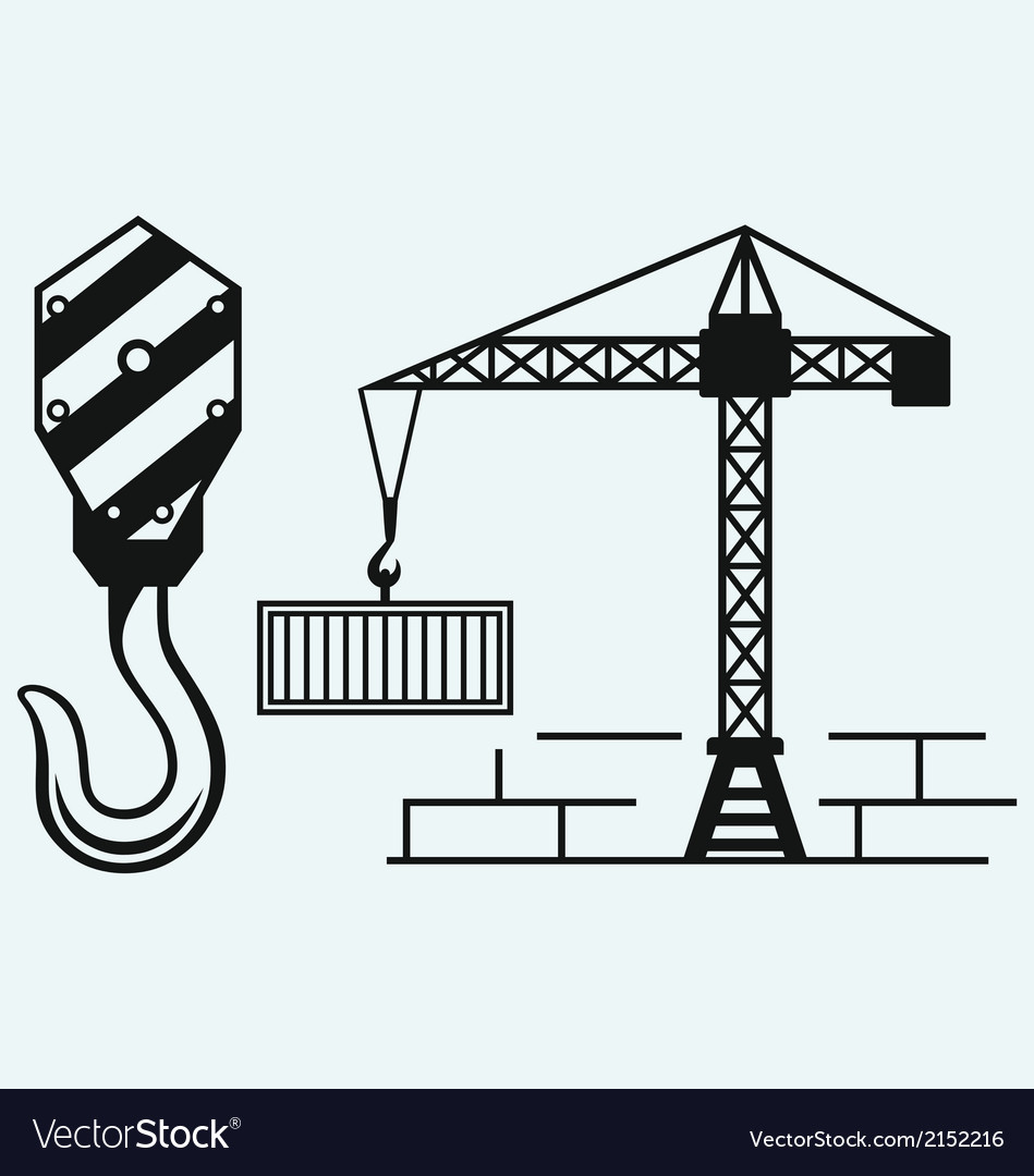 Crane working and hook of a crane Royalty Free Vector Image