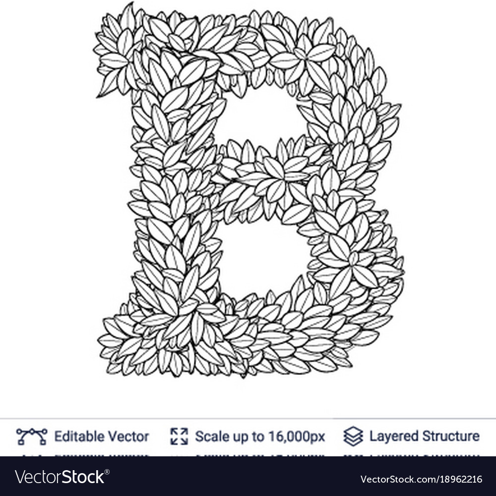 Letter B Symbol Of White Leaves Royalty Free Vector Image