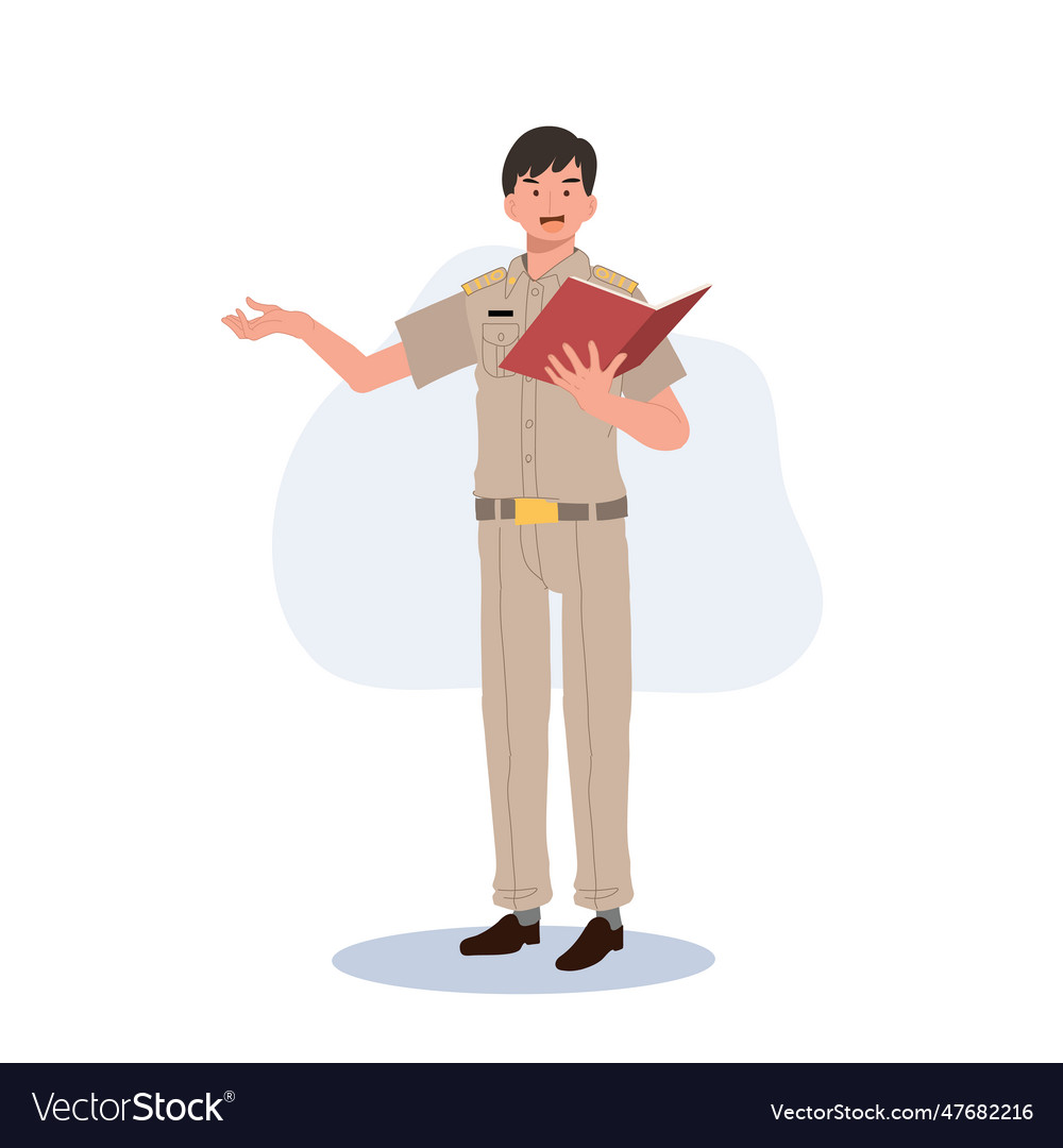 Male thai government officers in uniform thai man Vector Image