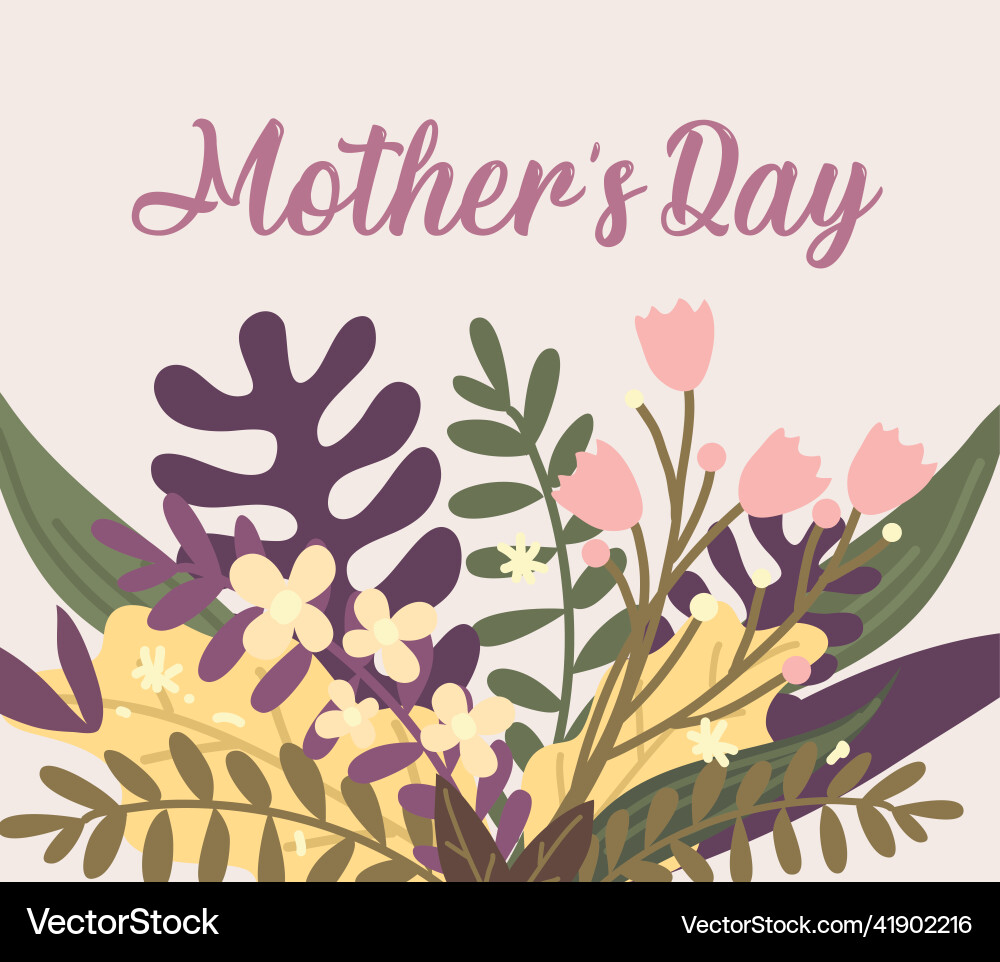 Mothers day flowers card Royalty Free Vector Image