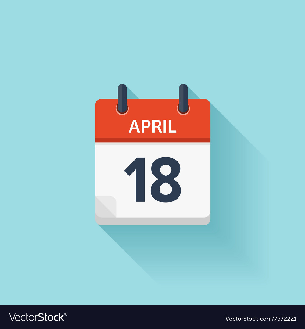 April 18 flat daily calendar icon date Royalty Free Vector