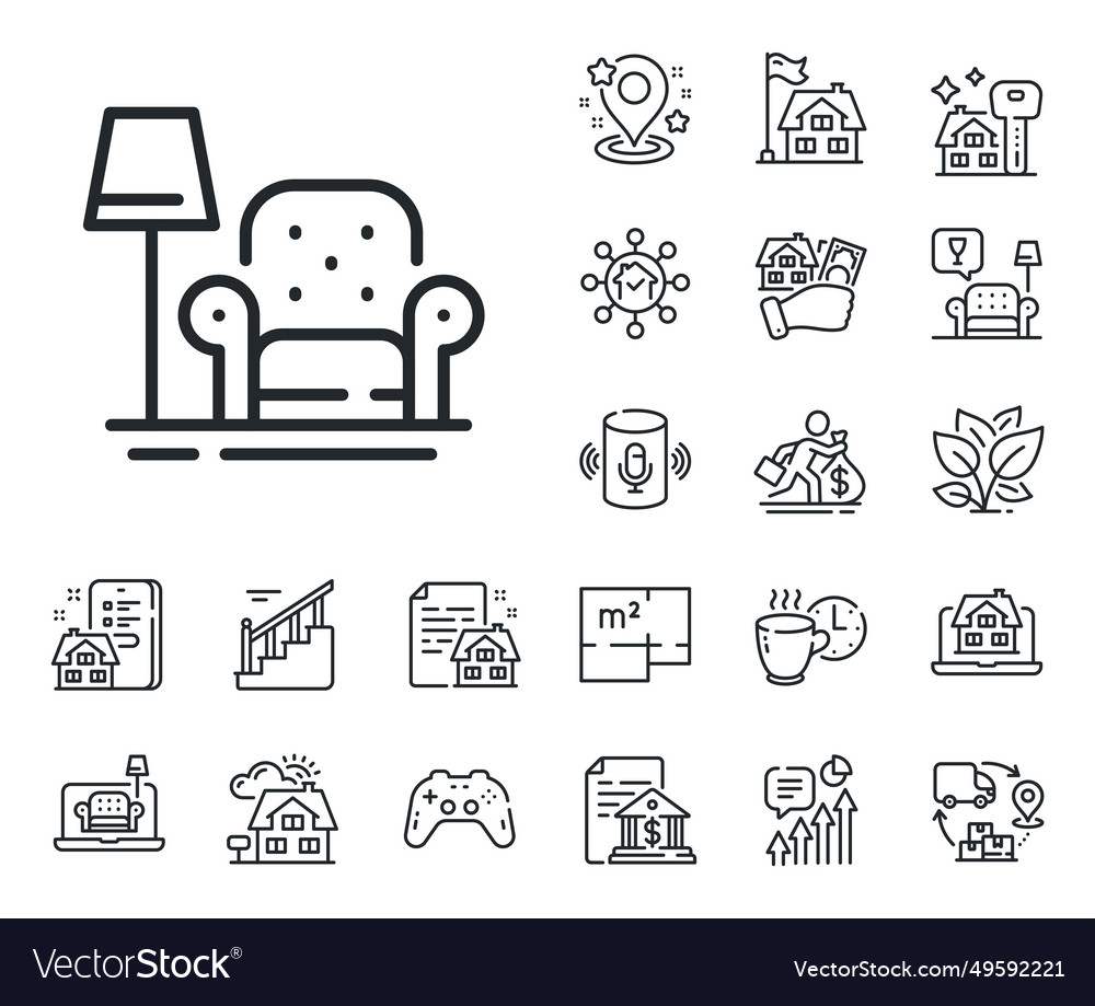 Armchair line icon home furniture sign floor Vector Image