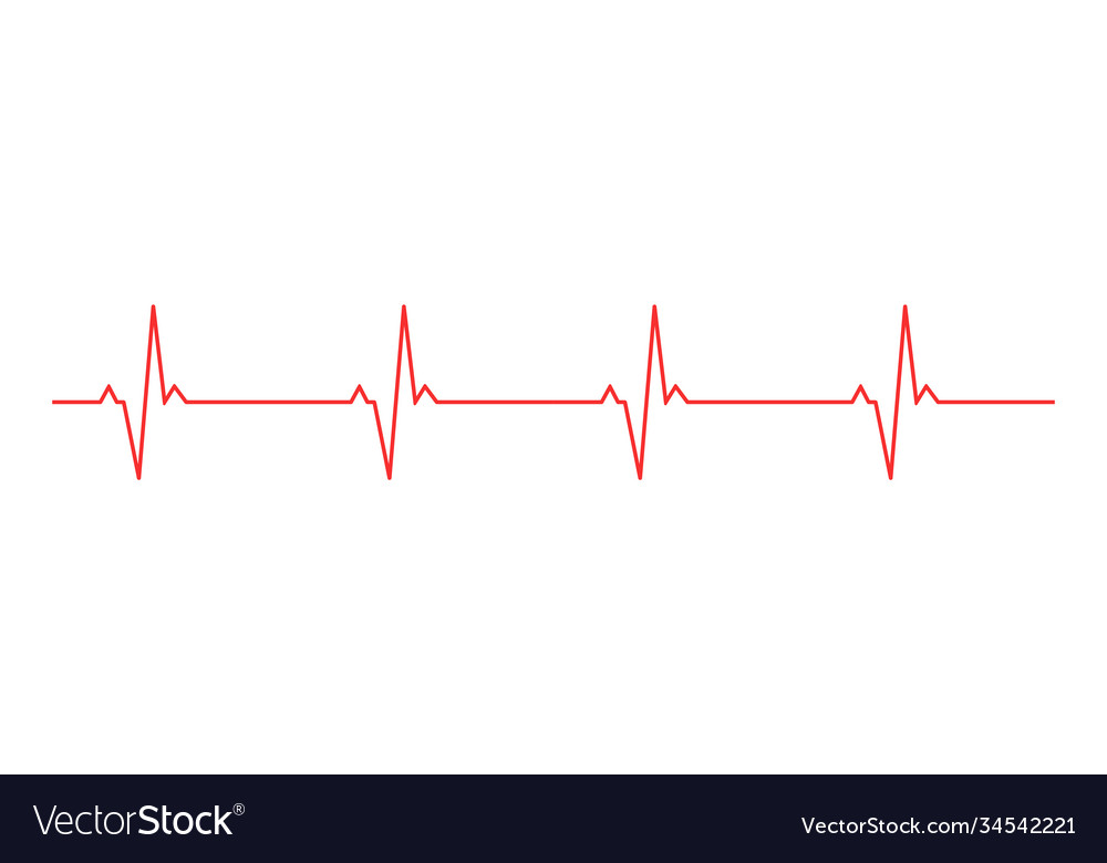 Heart pulse - curved red line on a white Vector Image