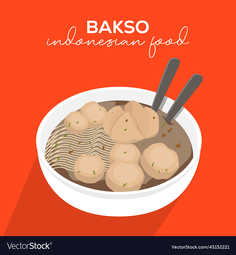 Indonesian food bakso in flat style Royalty Free Vector