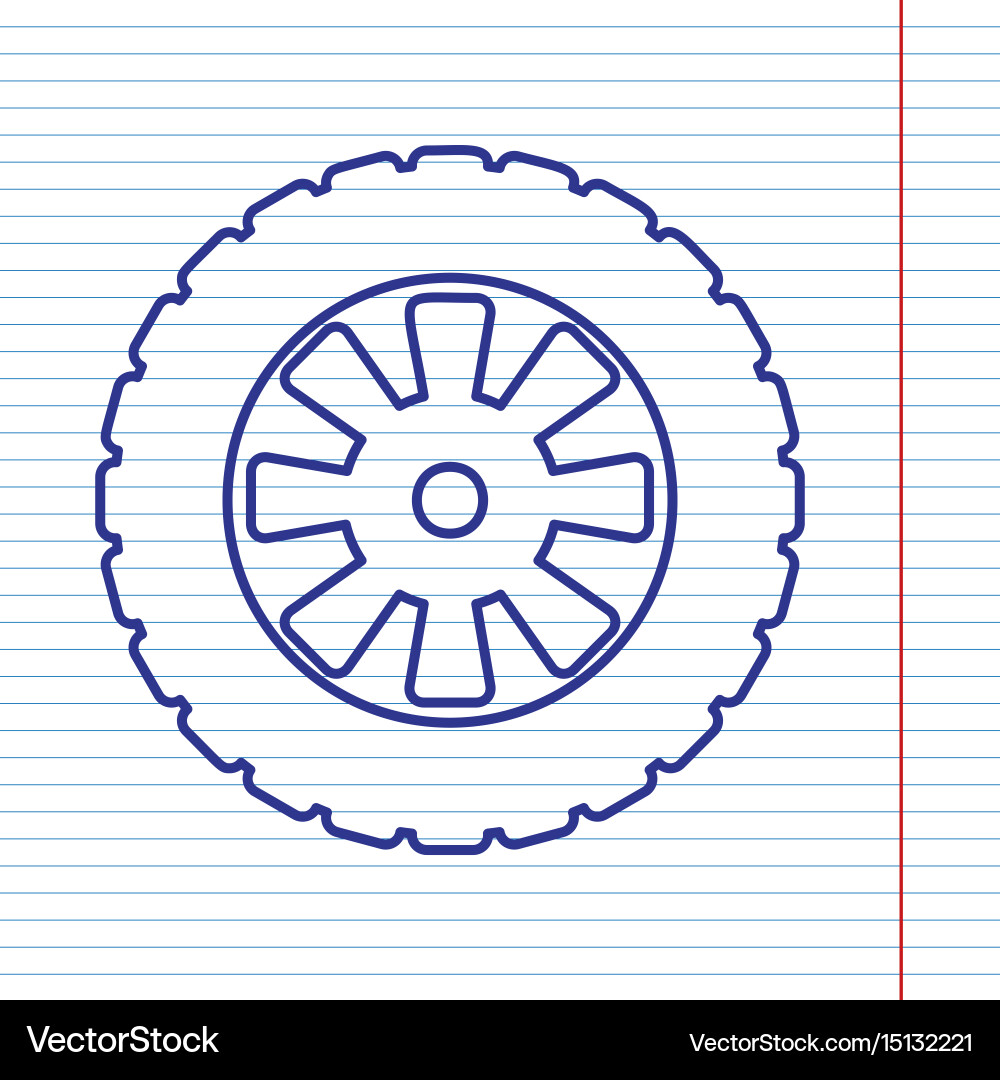 Road Tire Sign Navy Line Icon On Notebook Vector Image