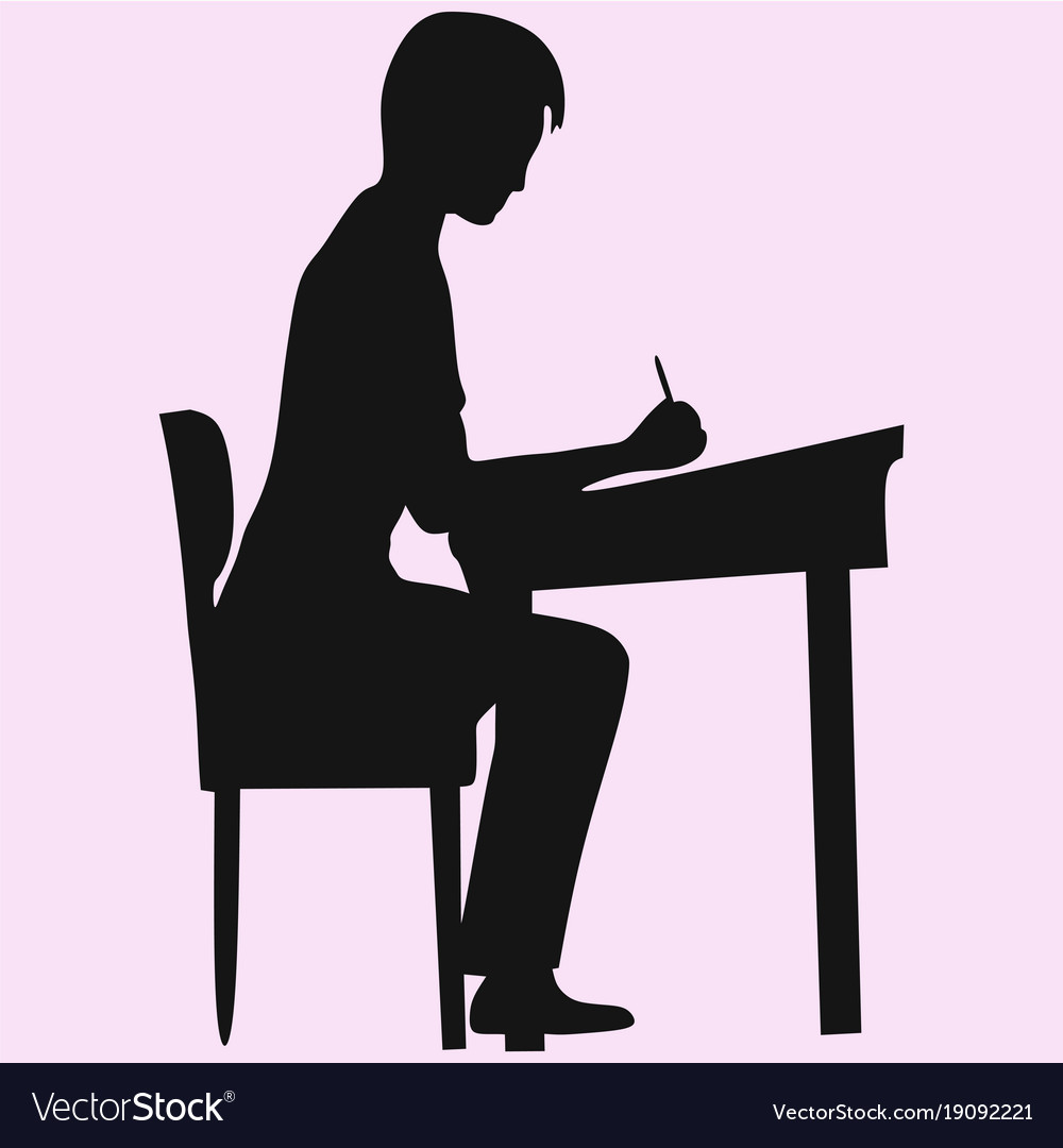 Schoolboy Sitting At A School Desk Royalty Free Vector Image