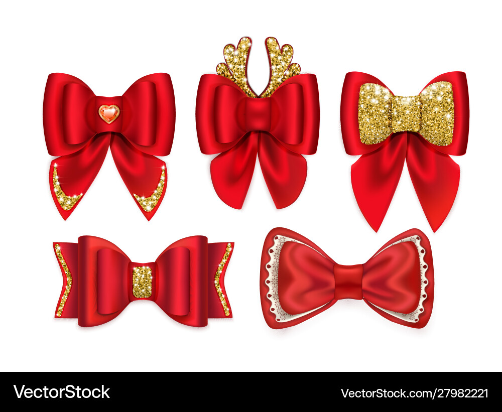 Set red bows Royalty Free Vector Image - VectorStock