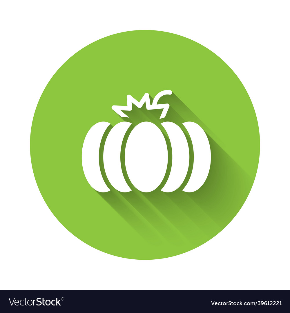 White pumpkin icon isolated with long shadow Vector Image