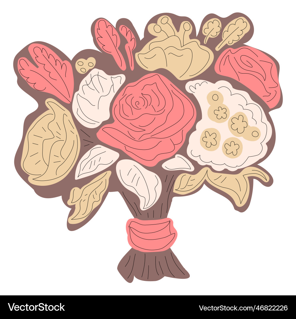 Brown flower bouquet hand drawn Royalty Free Vector Image