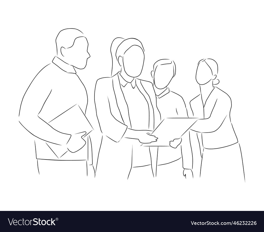 Business team working on a project hand drawn Vector Image