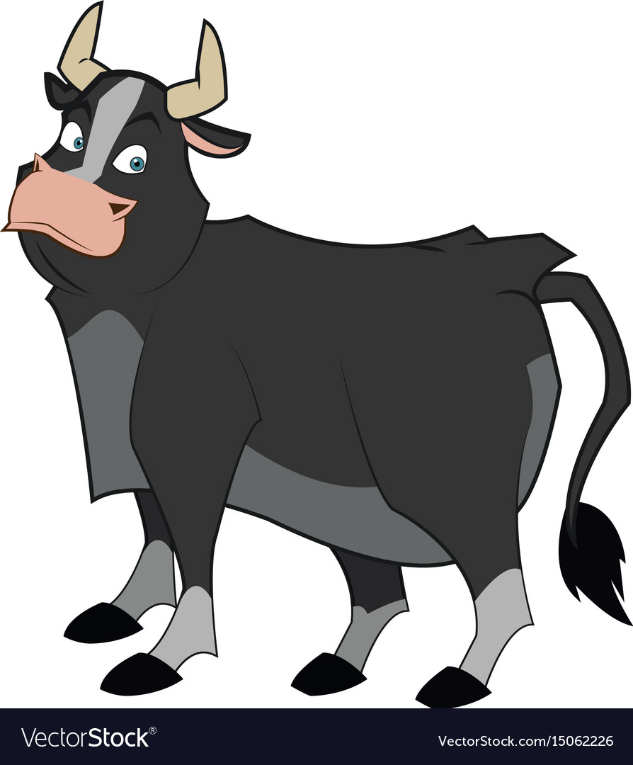 Cartoon funny bull horn farm animal Royalty Free Vector