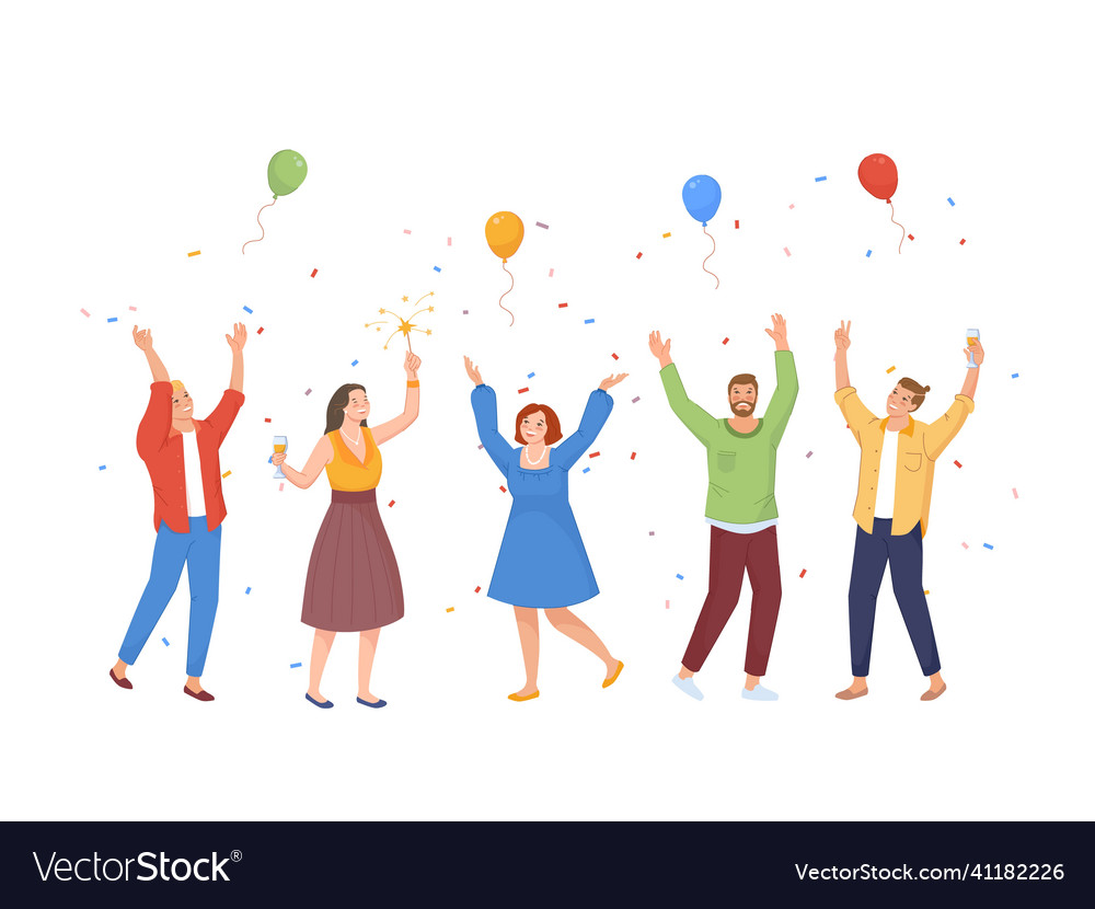 Friends celebrating event people dancing Vector Image