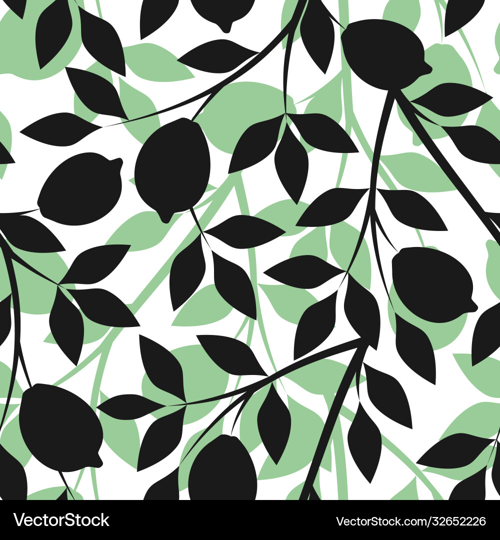 Seamless pattern branches with lemons Royalty Free Vector