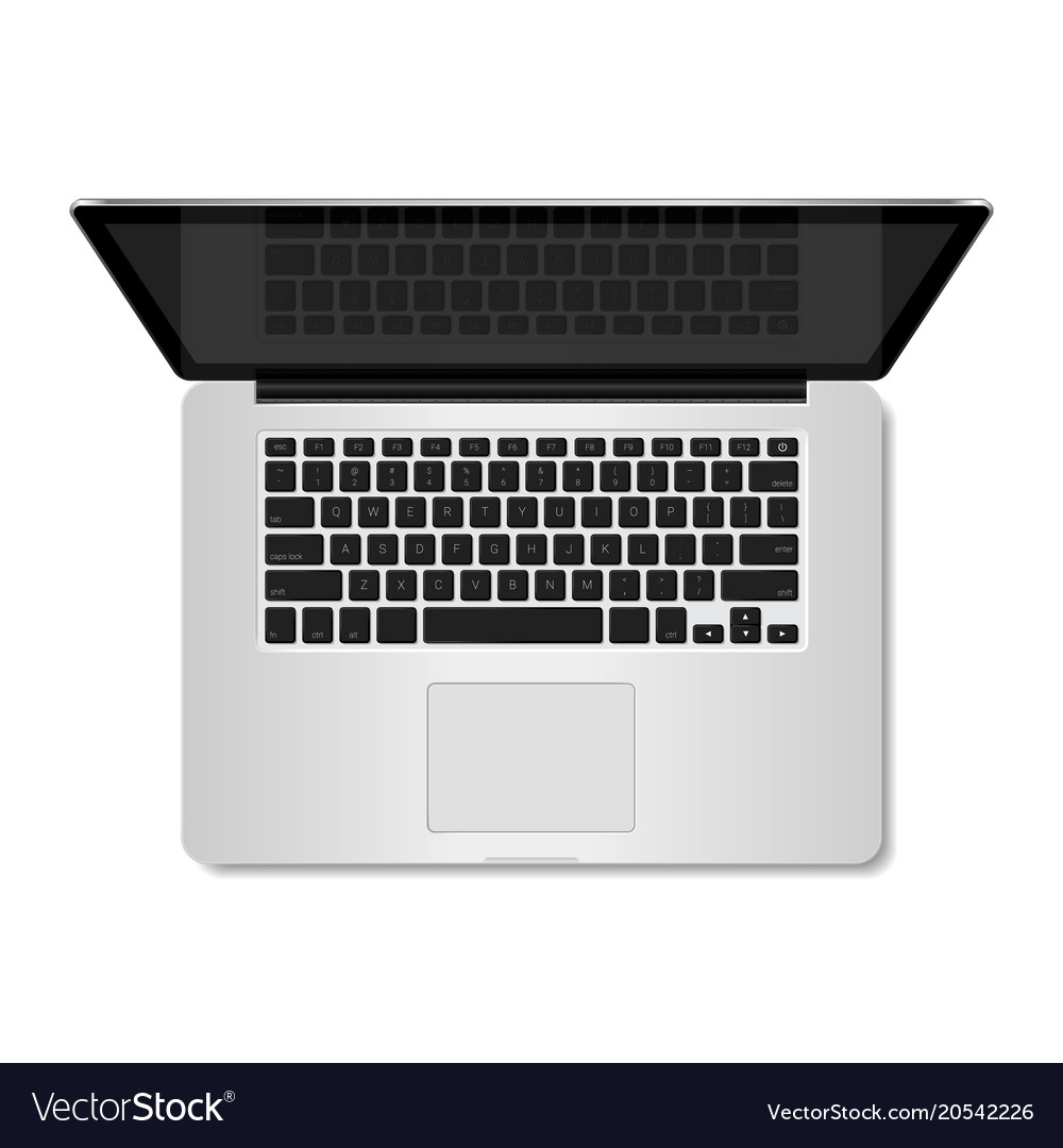 Top view realistic computer laptop Royalty Free Vector Image