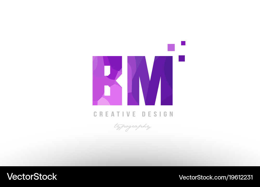Bm b m pink alphabet letter logo combination with Vector Image