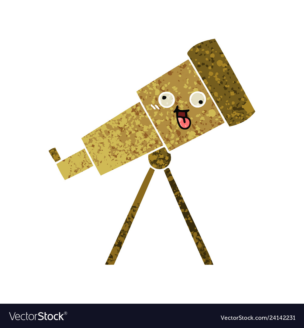 Retro style cartoon telescope Royalty Free Vector Image