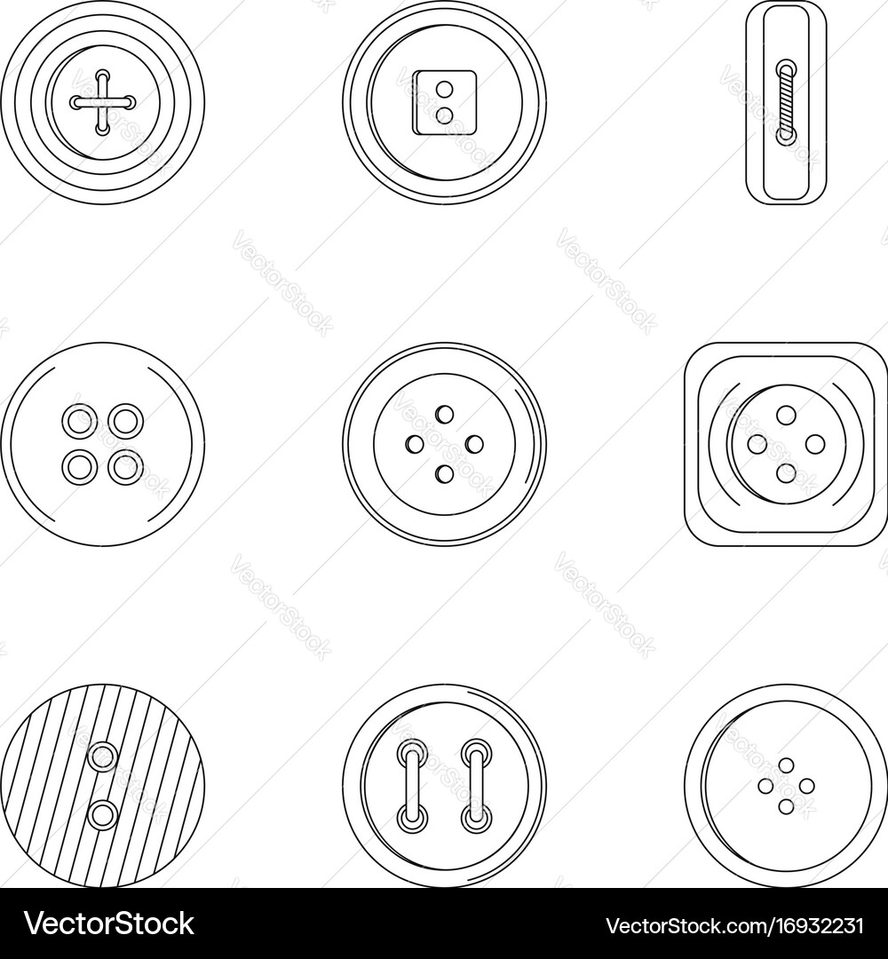 Sewing clothes button icon set outline style Vector Image