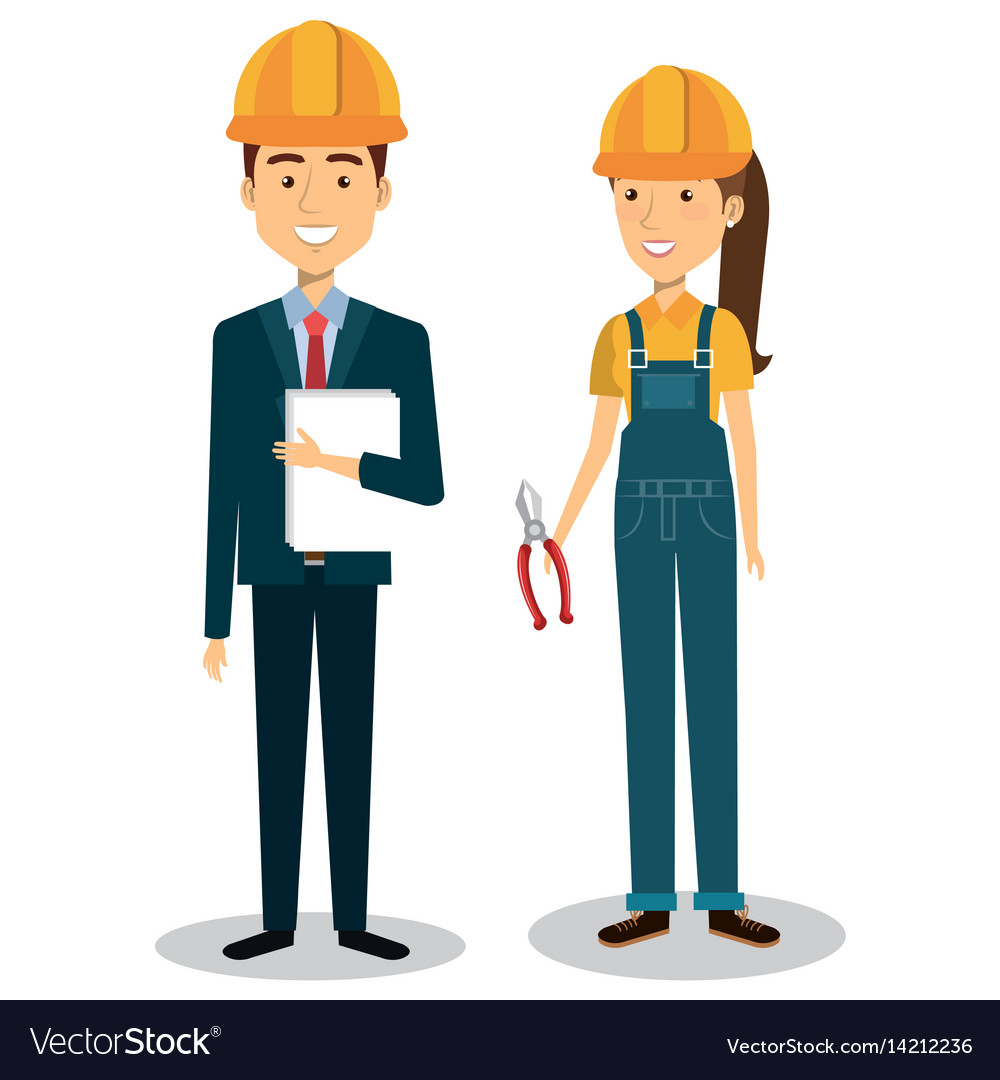 Construction workers avatars characters Royalty Free Vector