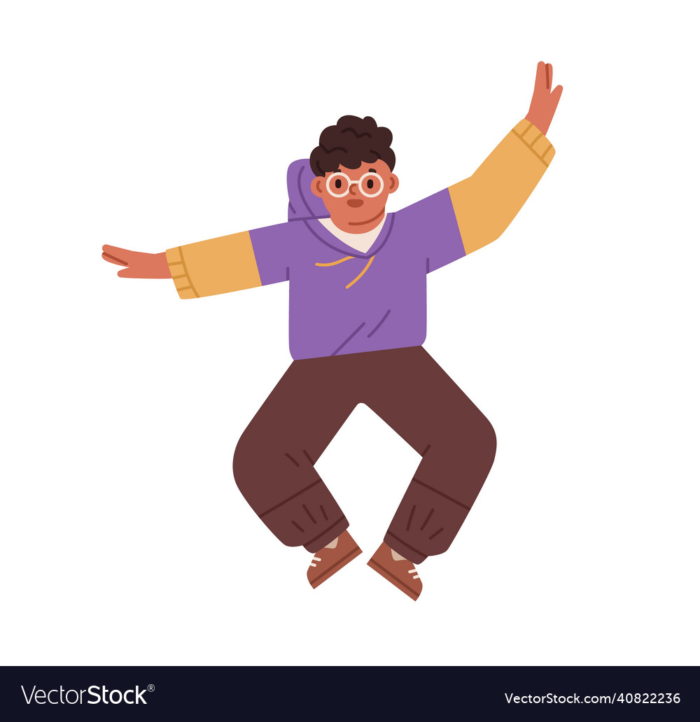 Happy kid jumping up for fun cute active child Vector Image
