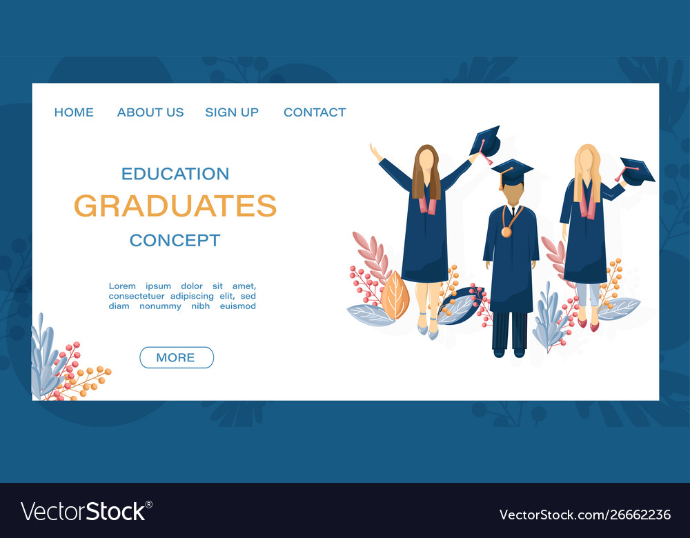 Students Graduation Flat Style Symbols Royalty Free Vector