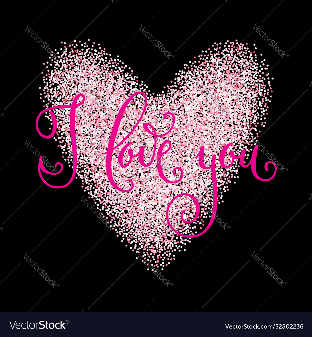 Valentines day glitter heart greeting card Vector Image