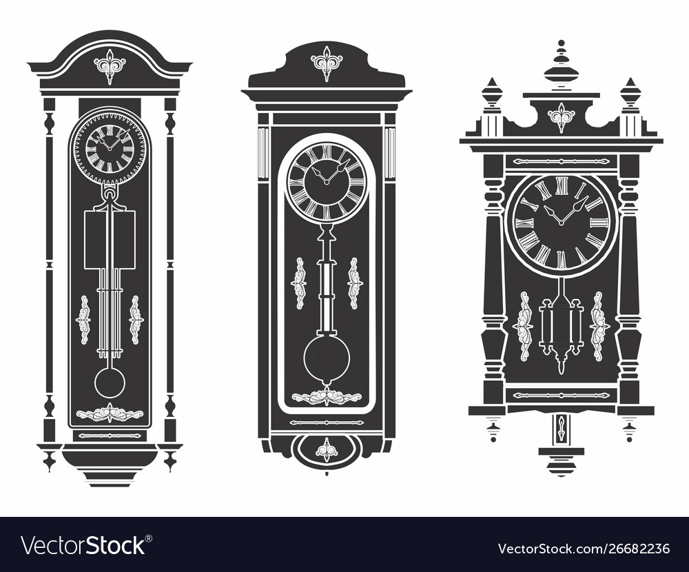 Wall clock black fill Royalty Free Vector Image