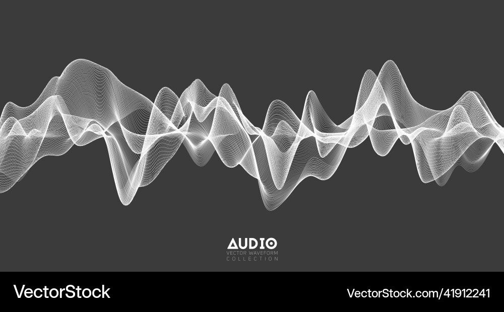3d audio soundwave white music pulse oscillation Vector Image