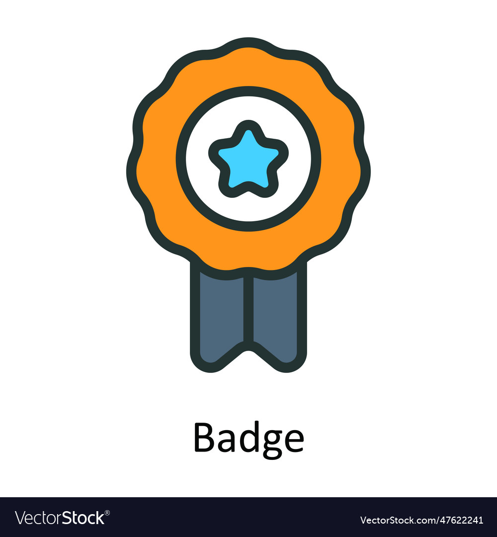 Badge fill outline icon design Royalty Free Vector Image