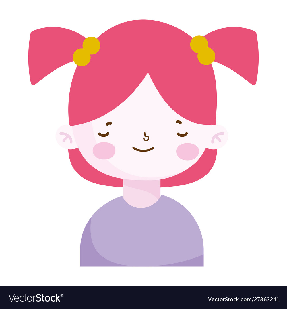 Cute little girl portrait cartoon children Vector Image