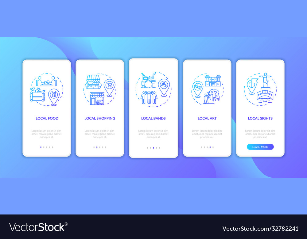 Local tourism elements onboarding mobile app page Vector Image