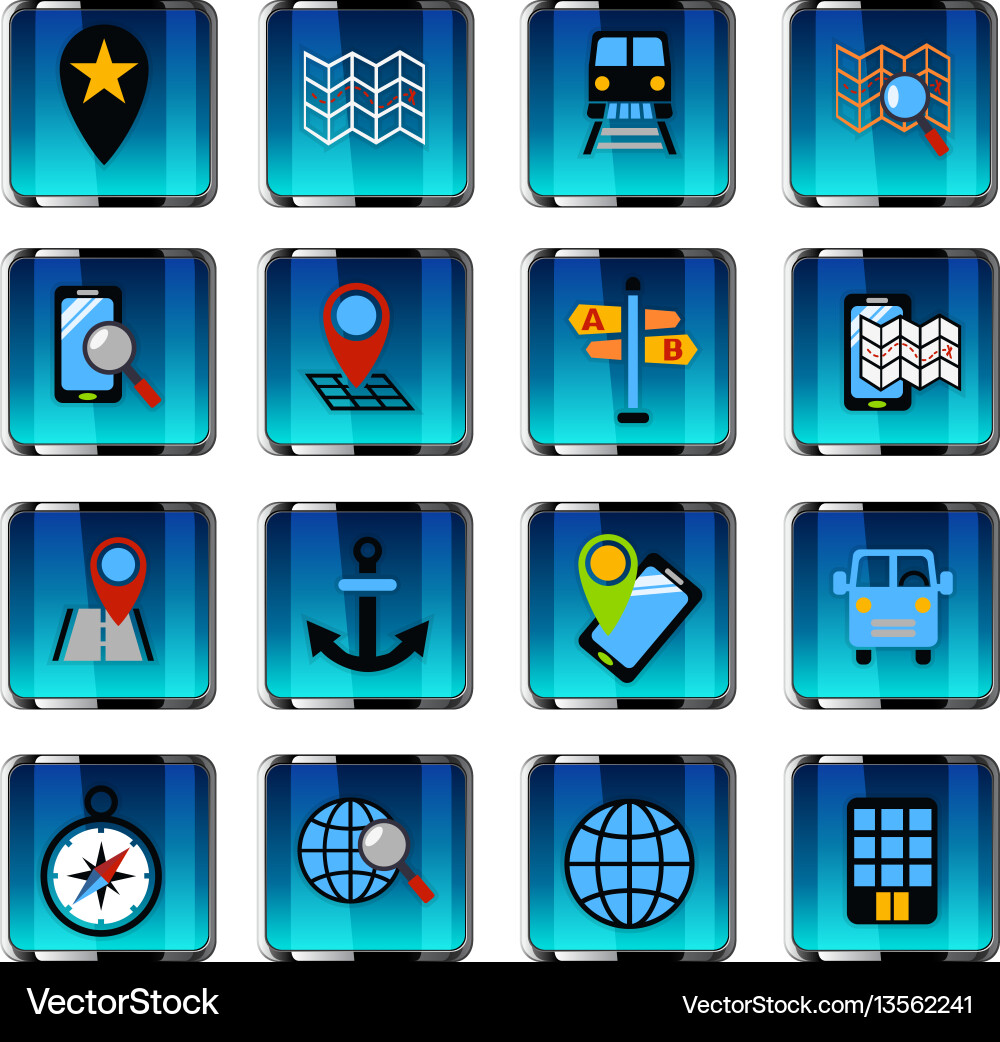 Navigation transport map icons Royalty Free Vector Image