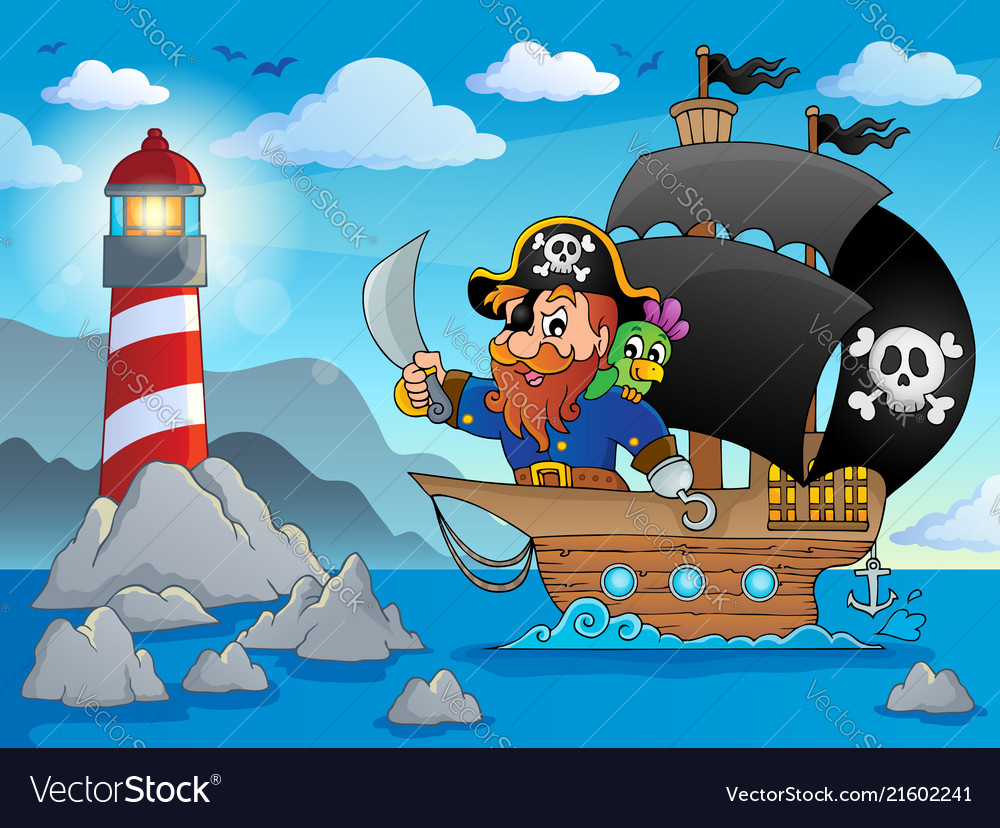 Pirate ship theme image 2 Royalty Free Vector Image