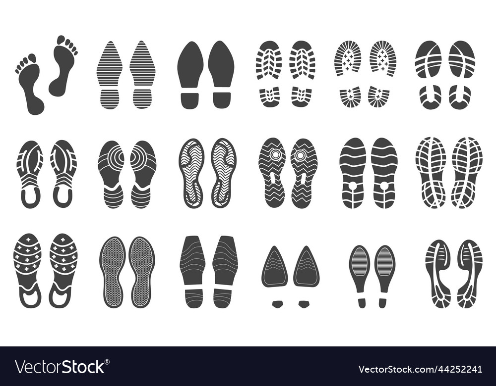 Shoe traces foot prints man boot sole feet Vector Image