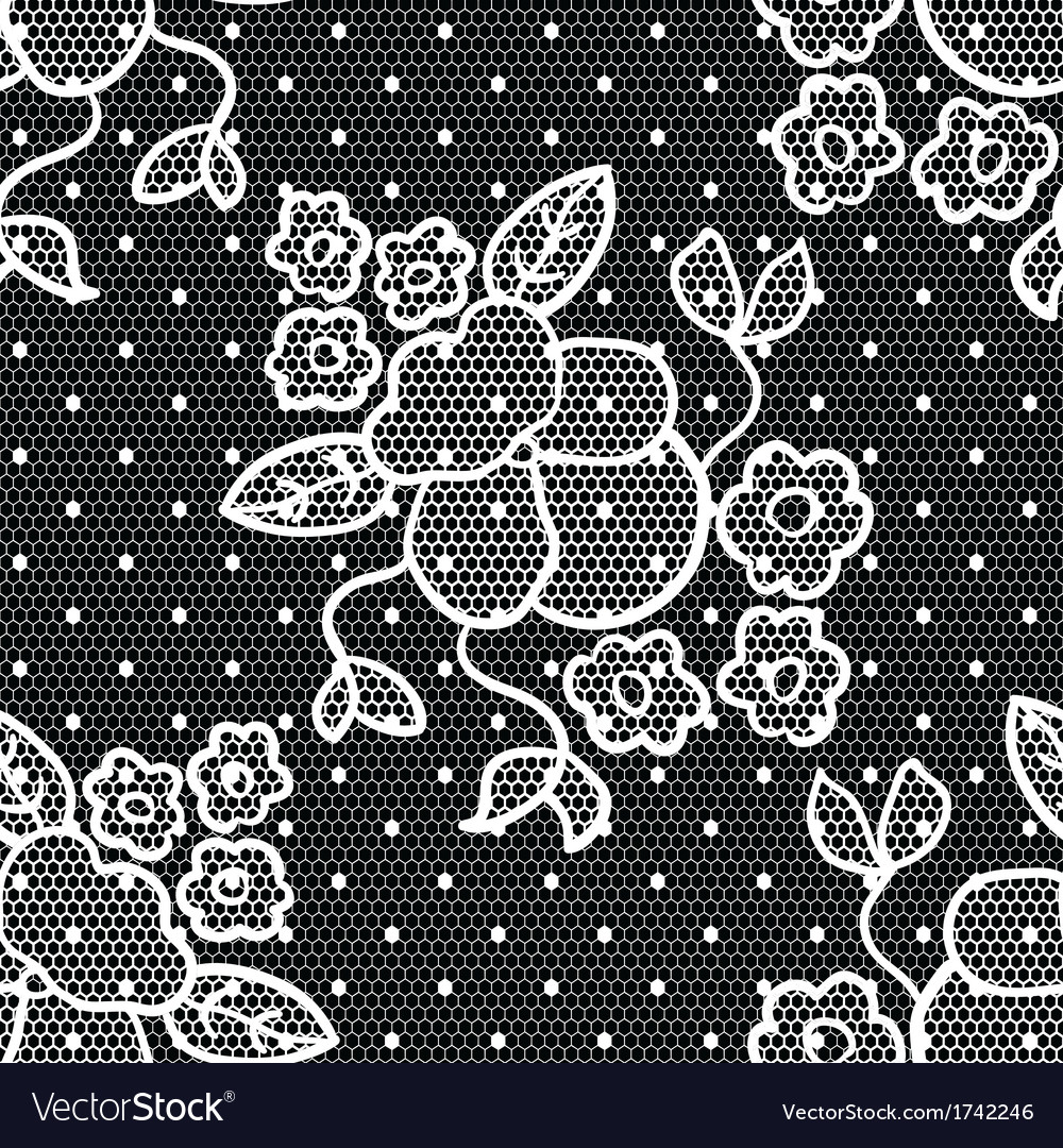 Black lace fabric seamless pattern Royalty Free Vector Image