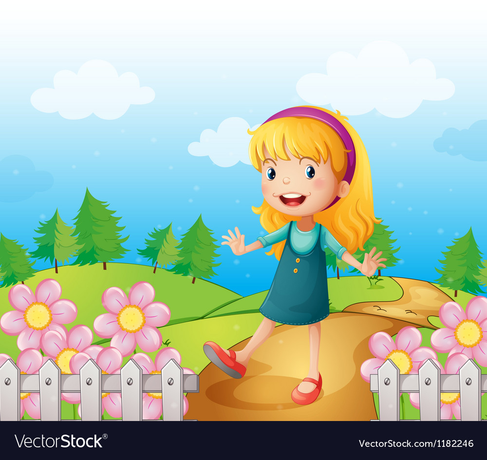 Cartoon garden girl Royalty Free Vector Image - VectorStock