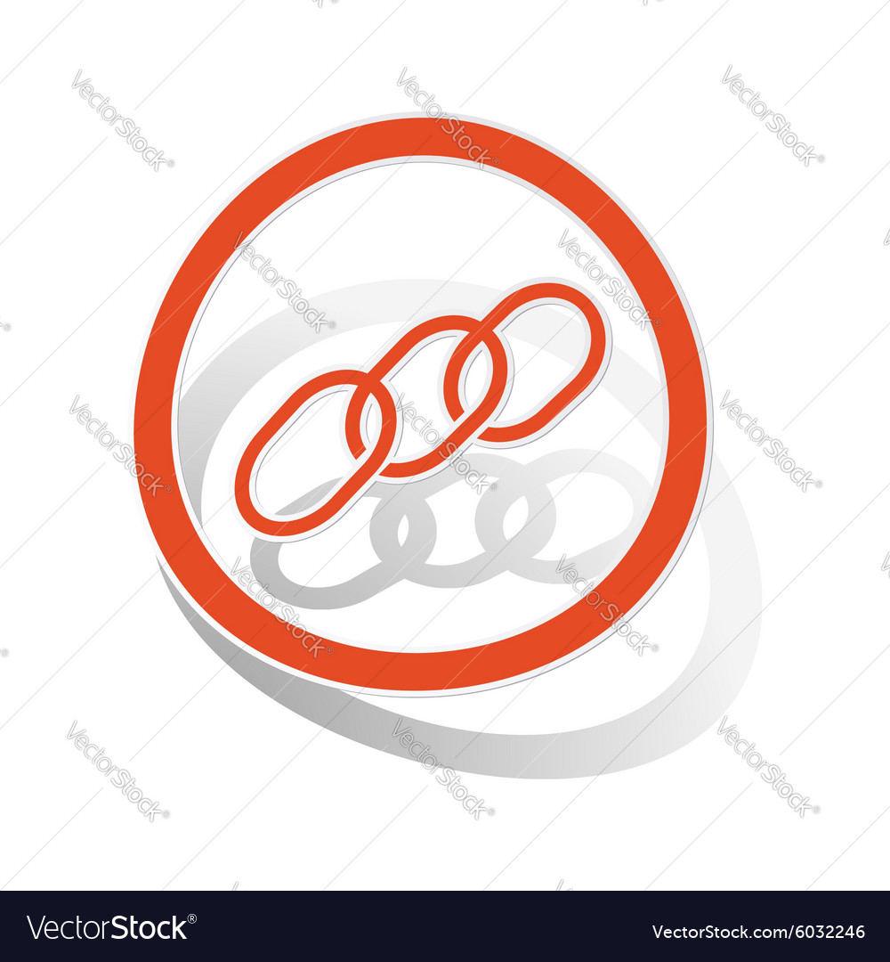 Chain sign sticker orange Royalty Free Vector Image