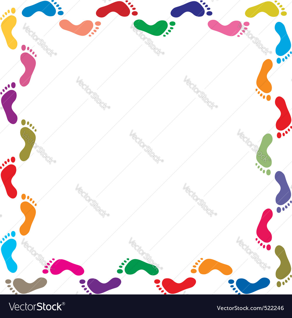 Download Colorful footprints border Royalty Free Vector Image