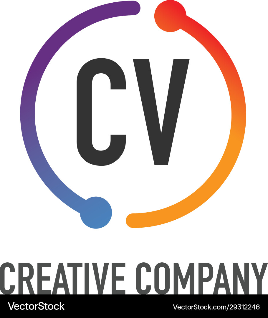 Initial letter cv creative circle logo design Vector Image