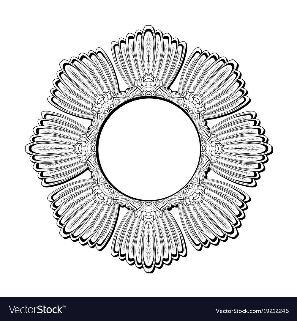round contour feather mandala
