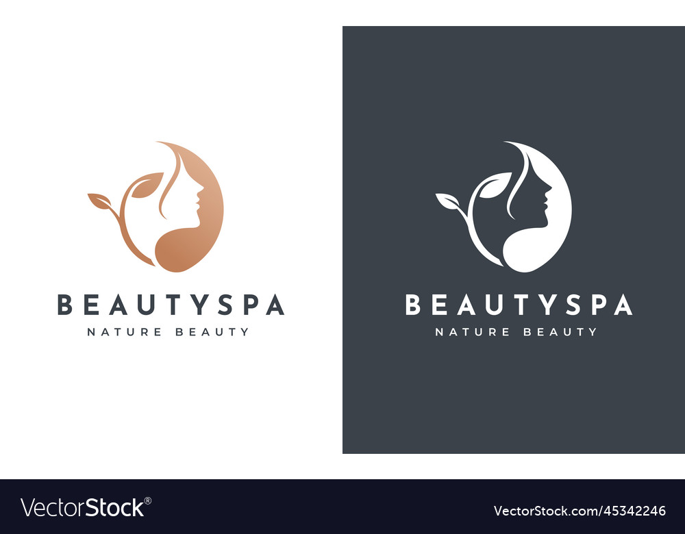 Woman face in natural shape logo design template Vector Image