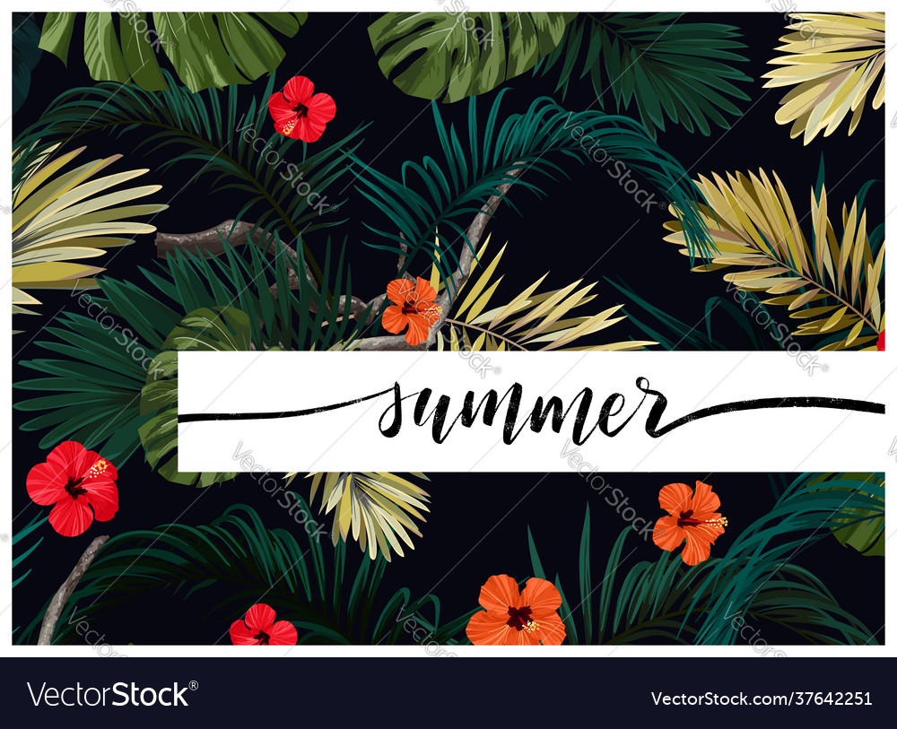 Dark tropical design with exotic monstera vector image Dark tropical design with exotic monstera