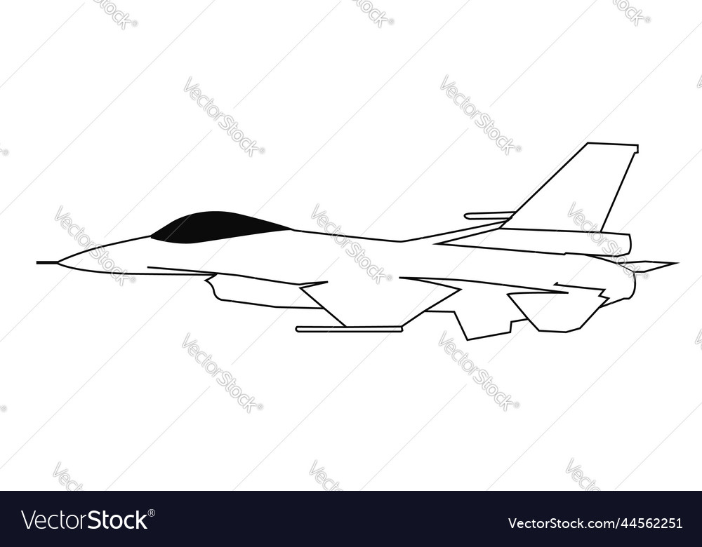 F16 jet fighter outline design Royalty Free Vector Image