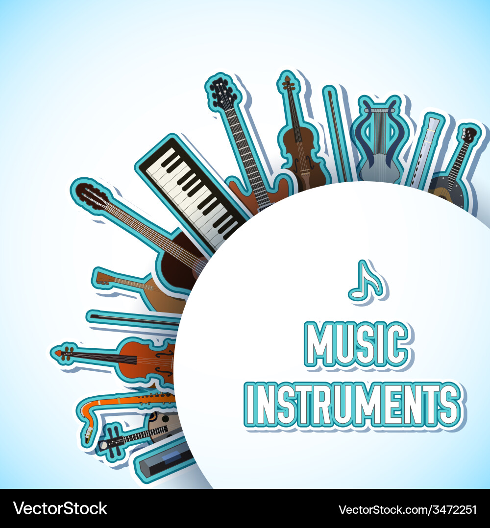 Flat music instruments background concept Vector Image