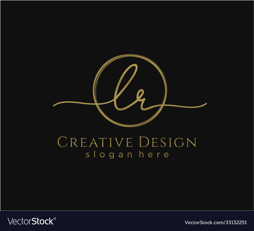 Initial lr handwriting logo with circle template Vector Image