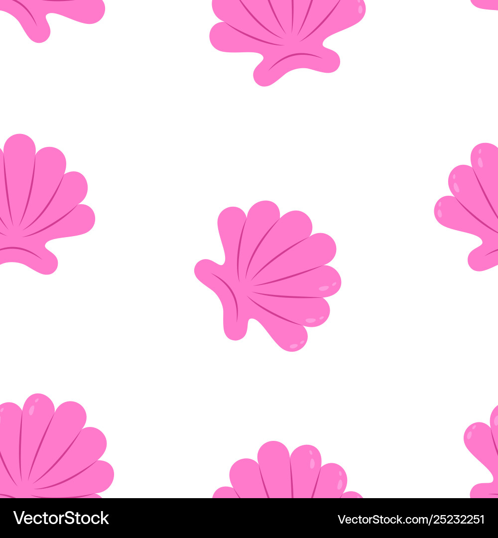 Seashells seamless pattern on white Royalty Free Vector