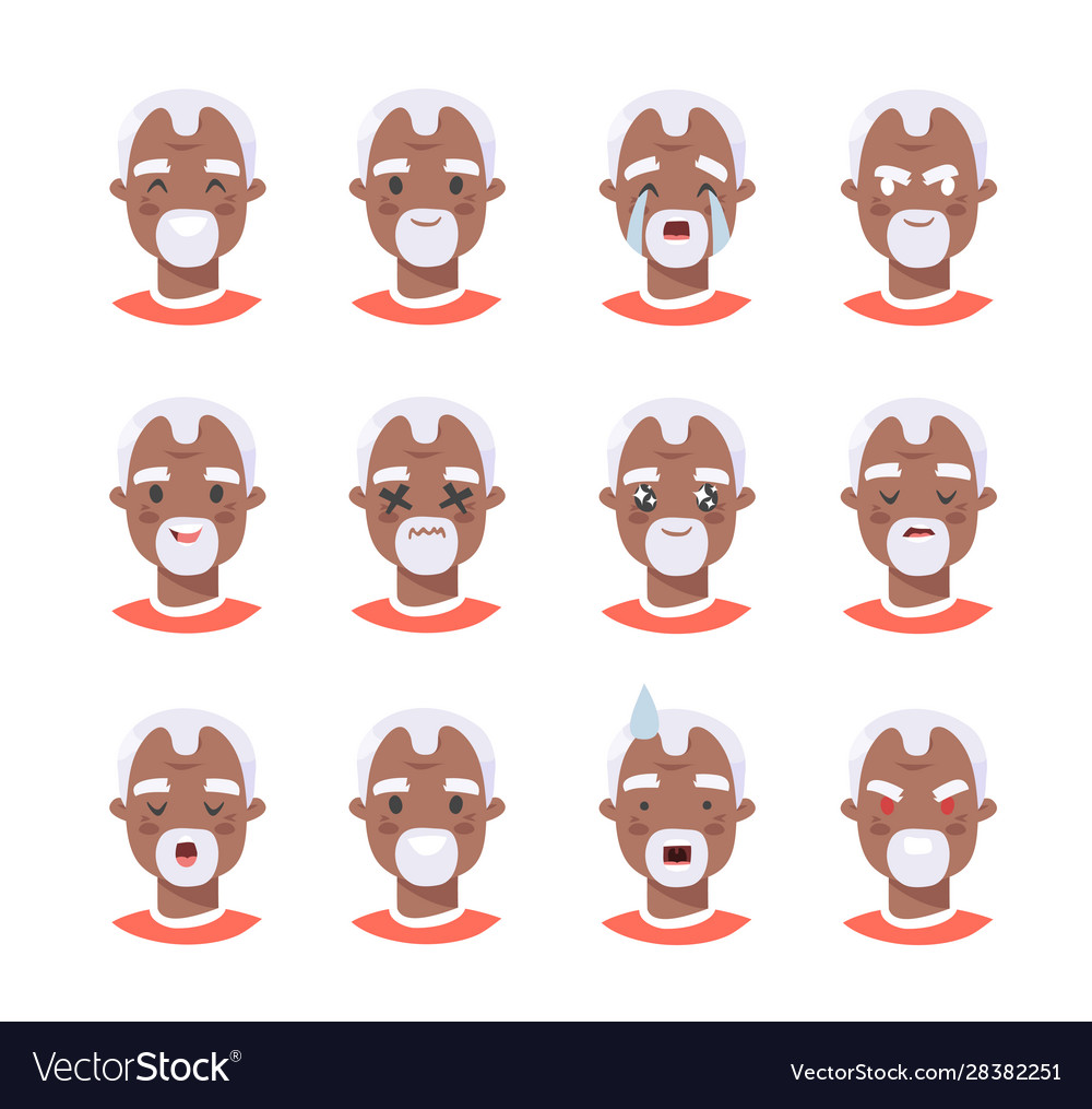 Set african american male emotional characters Vector Image Set african american male emotional characters Vector Image