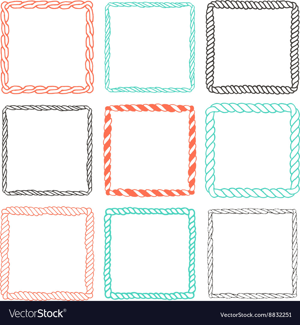 set of 9 decorative square border frames vector image