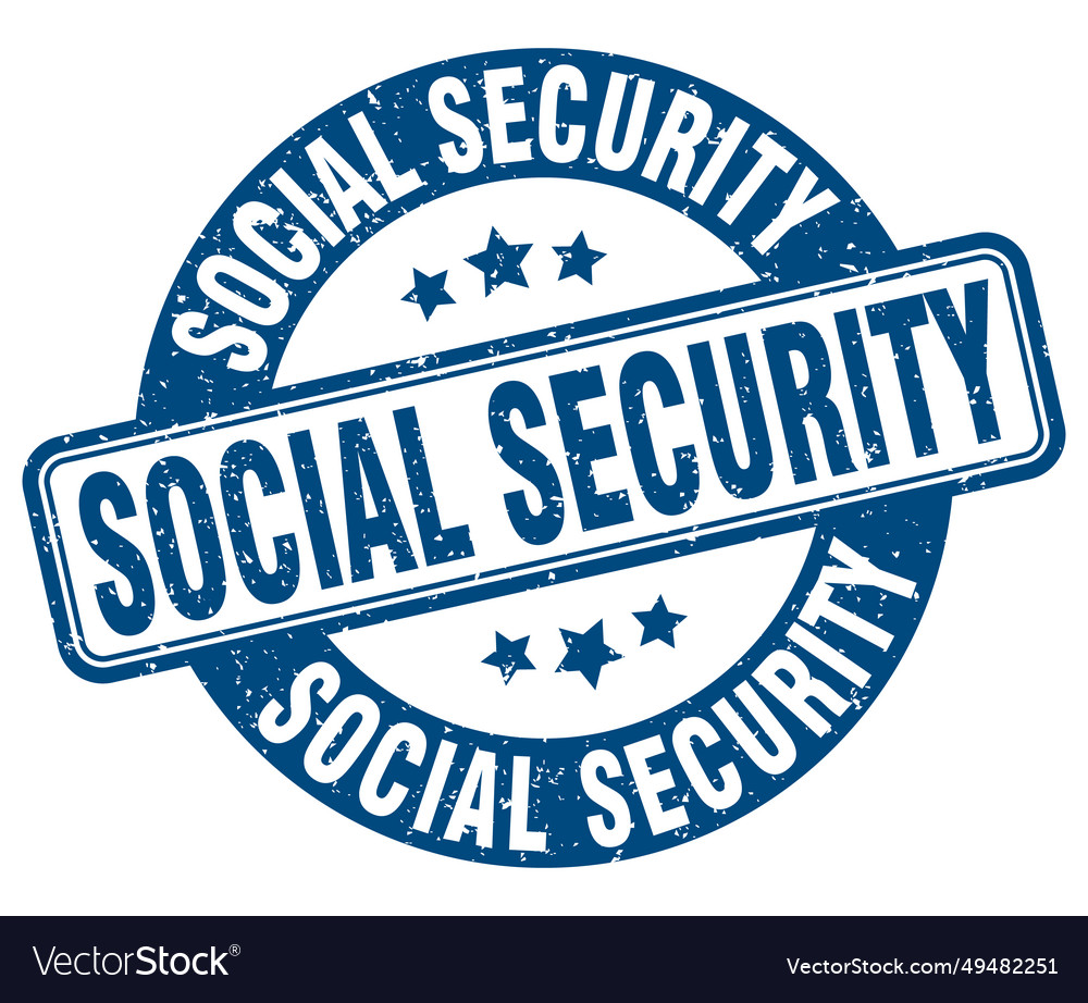 Social security stamp social security label round Vector Image